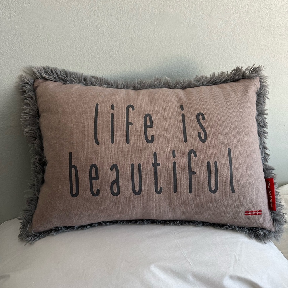 “life is beautiful” decorative pillow